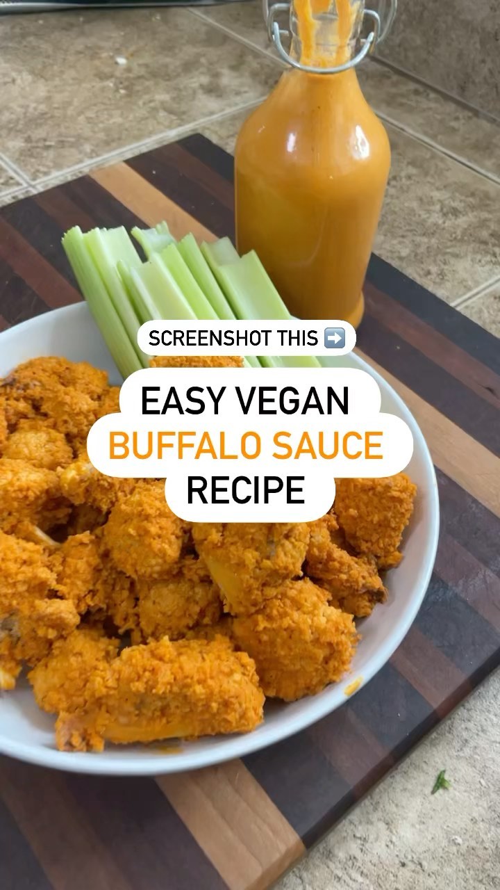 Derek's vegan buffalo sauce and crispy plant-based bites